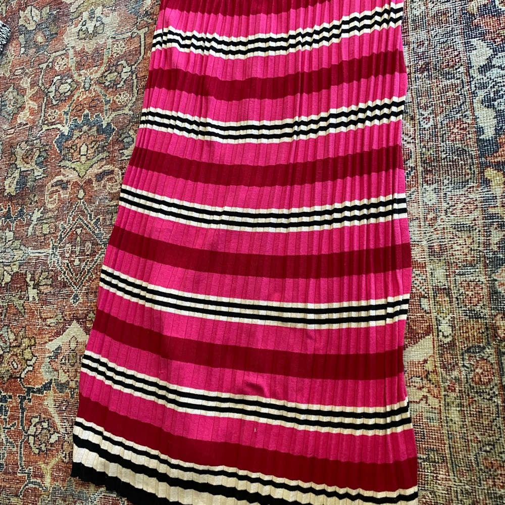 Dolan Pleated Striped Midi Skirt